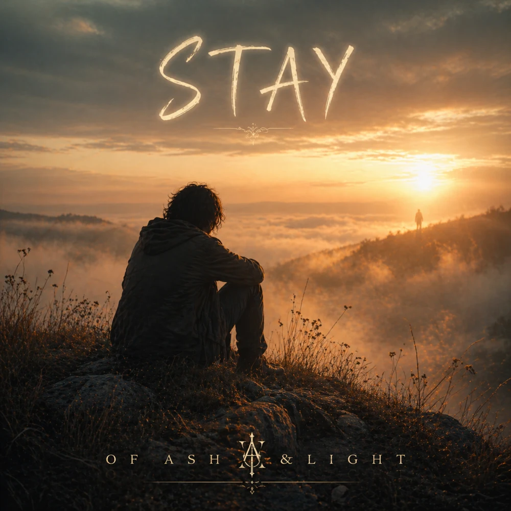 Stay by Of Ash & Light: a seated person looking toward a warm sunrise